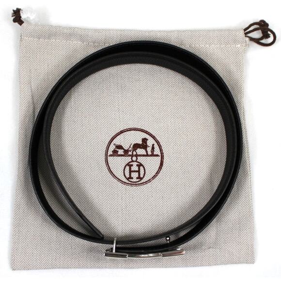 Hermes Constance H Buckle Belt Black Leather Size 85 Palladium - Picture 5 of 9